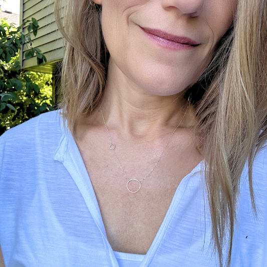 Unique Echoes - Dainty Sterling Silver and Gold Hoop Necklace