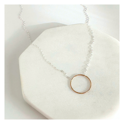 Elegant Unity - Dainty Sterling Silver and Gold Necklace