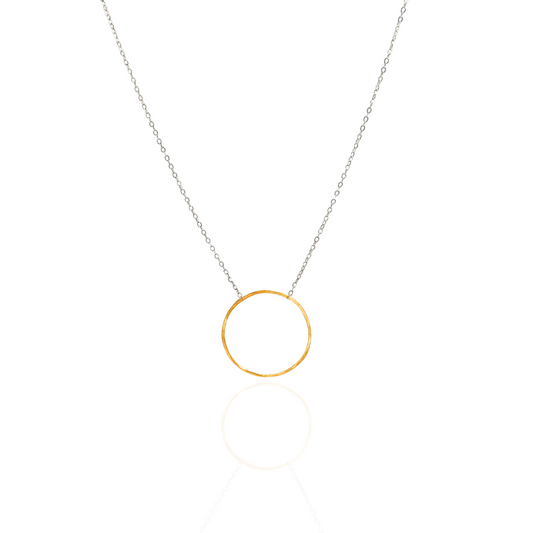 Unity in Connection - Dainty Sterling Silver and Gold Large Hoop Necklace
