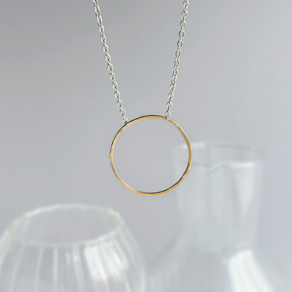 Unity in Connection - Dainty Sterling Silver and Gold Large Hoop Necklace