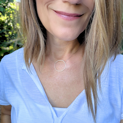 Unity in Connection - Dainty Sterling Silver and Gold Large Hoop Necklace