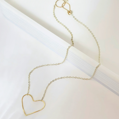 Heart of Gold - Dainty Sterling Silver and Gold Heart Necklace