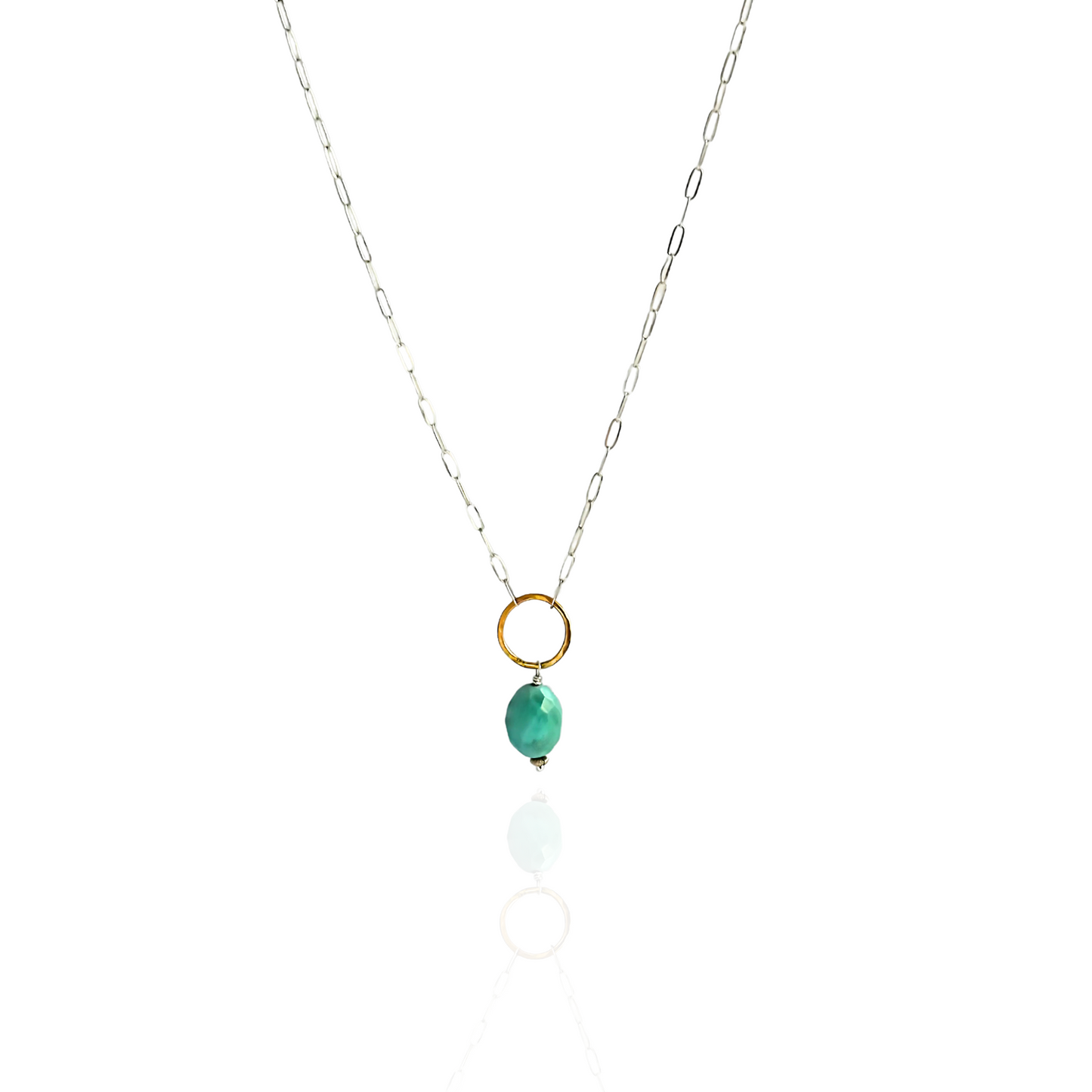Dreamy Serenity - Sleeping Beauty Turquoise Sterling Silver and Gold Necklace