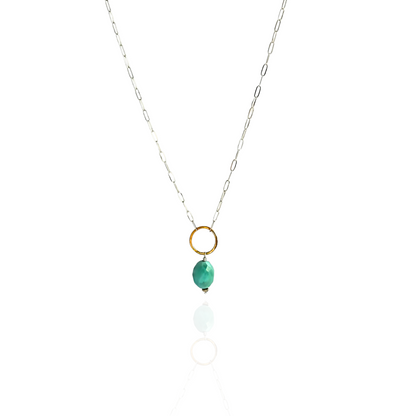 Dreamy Serenity - Sleeping Beauty Turquoise Sterling Silver and Gold Necklace