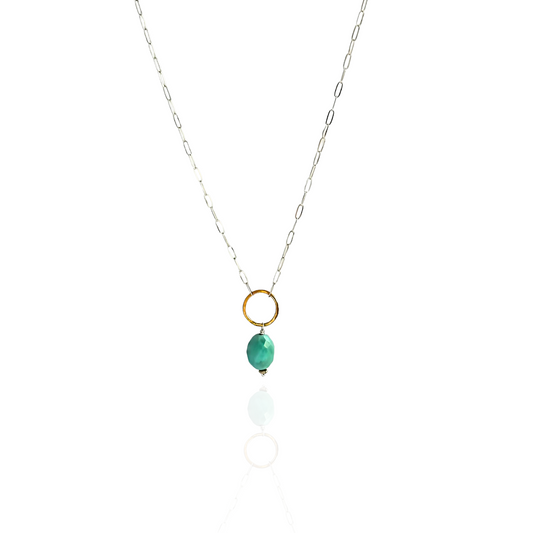 Dreamy Serenity - Sleeping Beauty Turquoise Sterling Silver and Gold Necklace