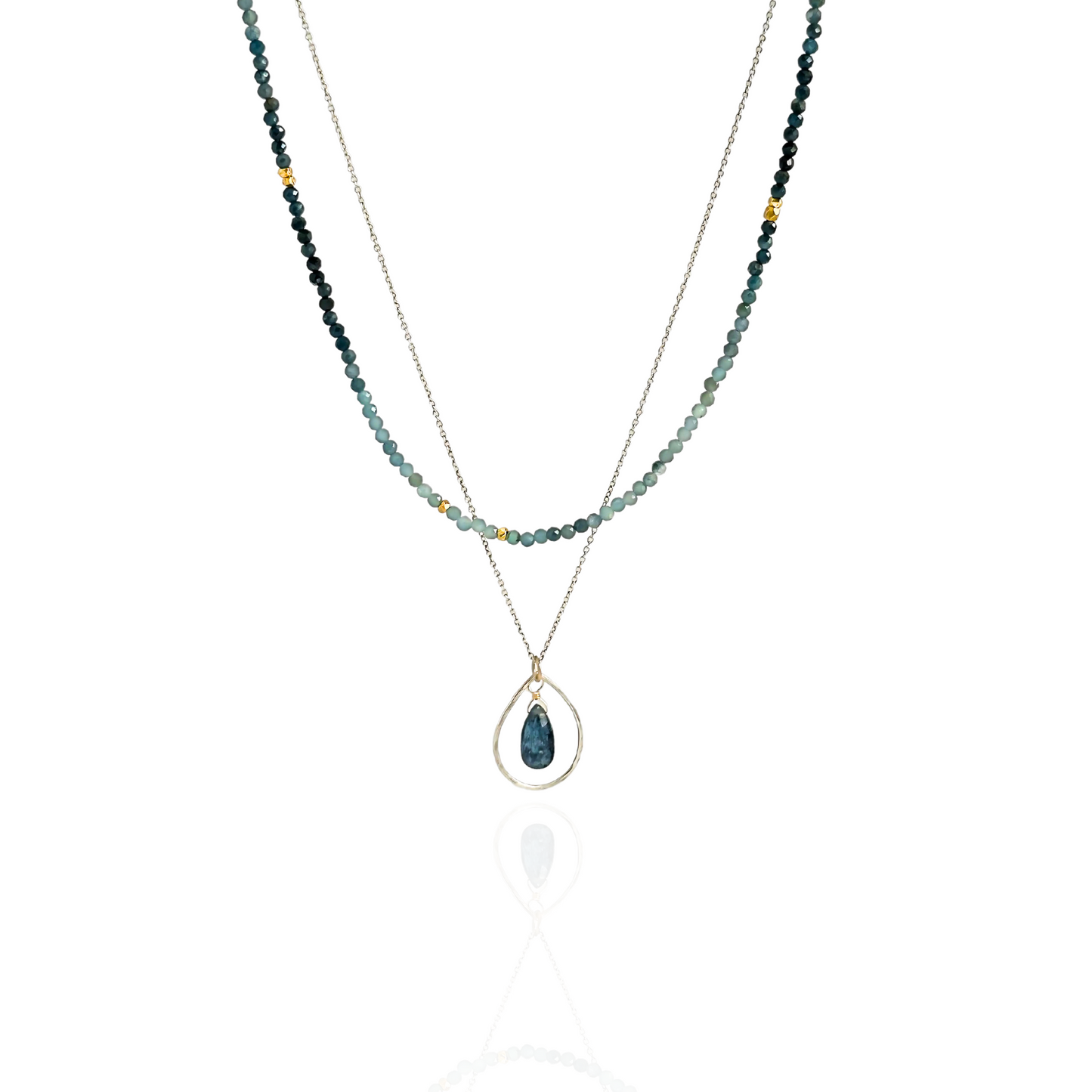 Serene Reflections | Blue Tourmaline, Kyanite & Gold Necklace