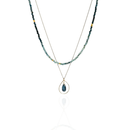 Serene Reflections | Blue Tourmaline, Kyanite & Gold Necklace
