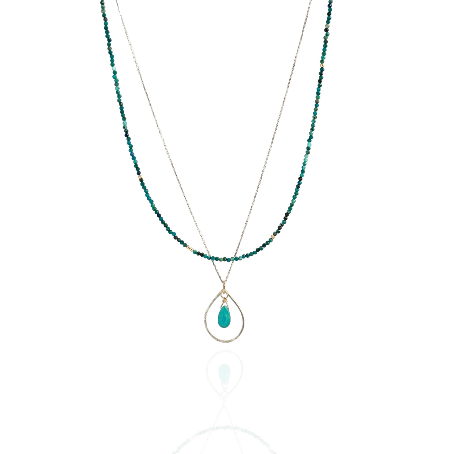 Soulful Connection -  Sterling Silver Double Strand Turquoise and Chrysocolla Necklace