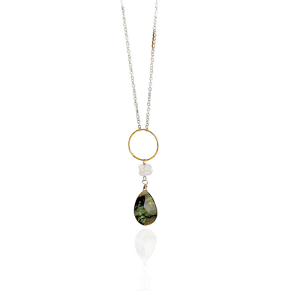 Lunar Radiance - Labradorite & Moonstone Lariat Necklace