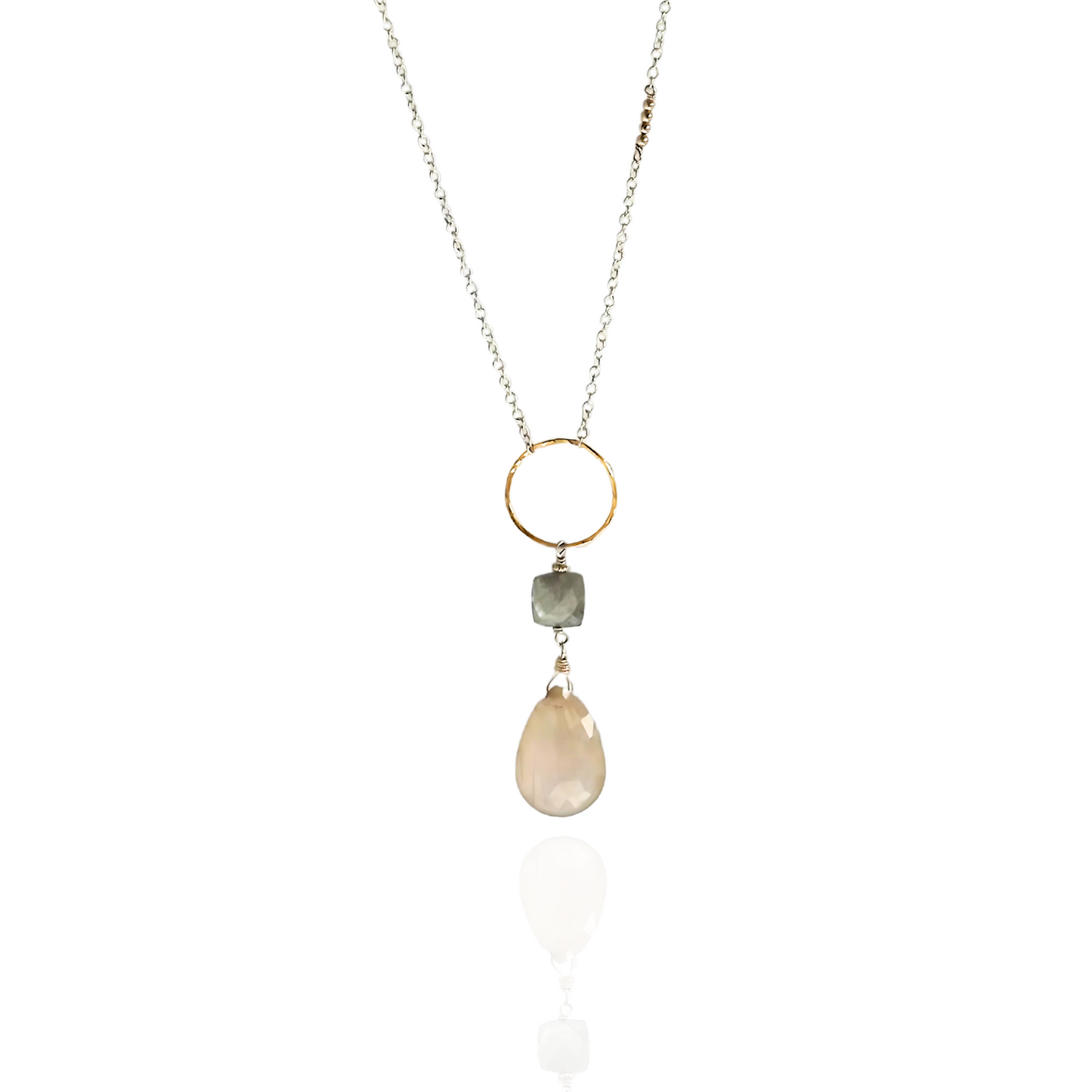 Golden Light Lariat - Sterling Silver Labradorite & Rutilated Quartz Lariat Necklace