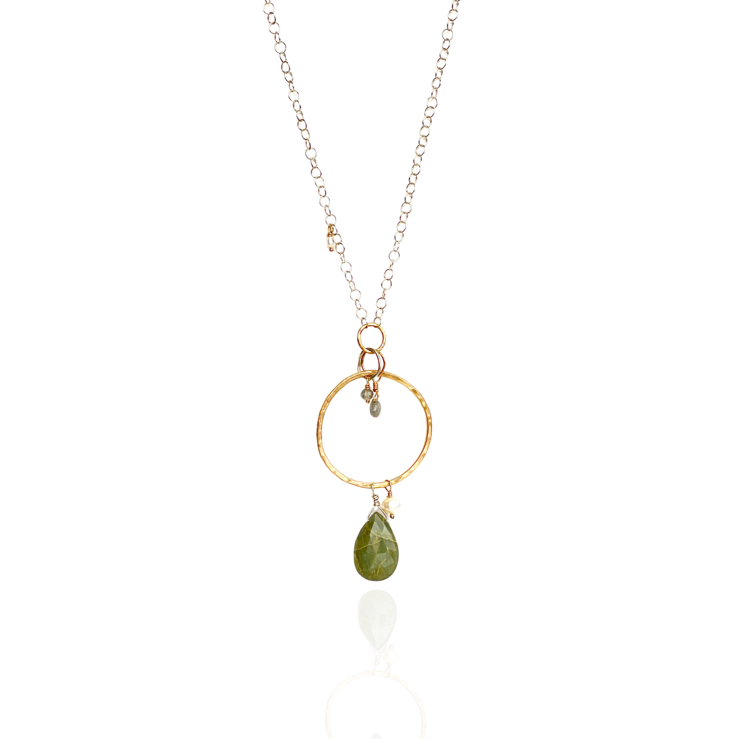 See Me Clearly - Sterling Silver and Gold-Filled Hoop & Cat's Eye Necklace