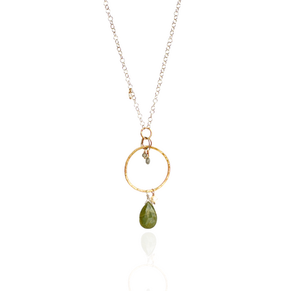 See Me Clearly - Sterling Silver and Gold-Filled Hoop & Cat's Eye Necklace