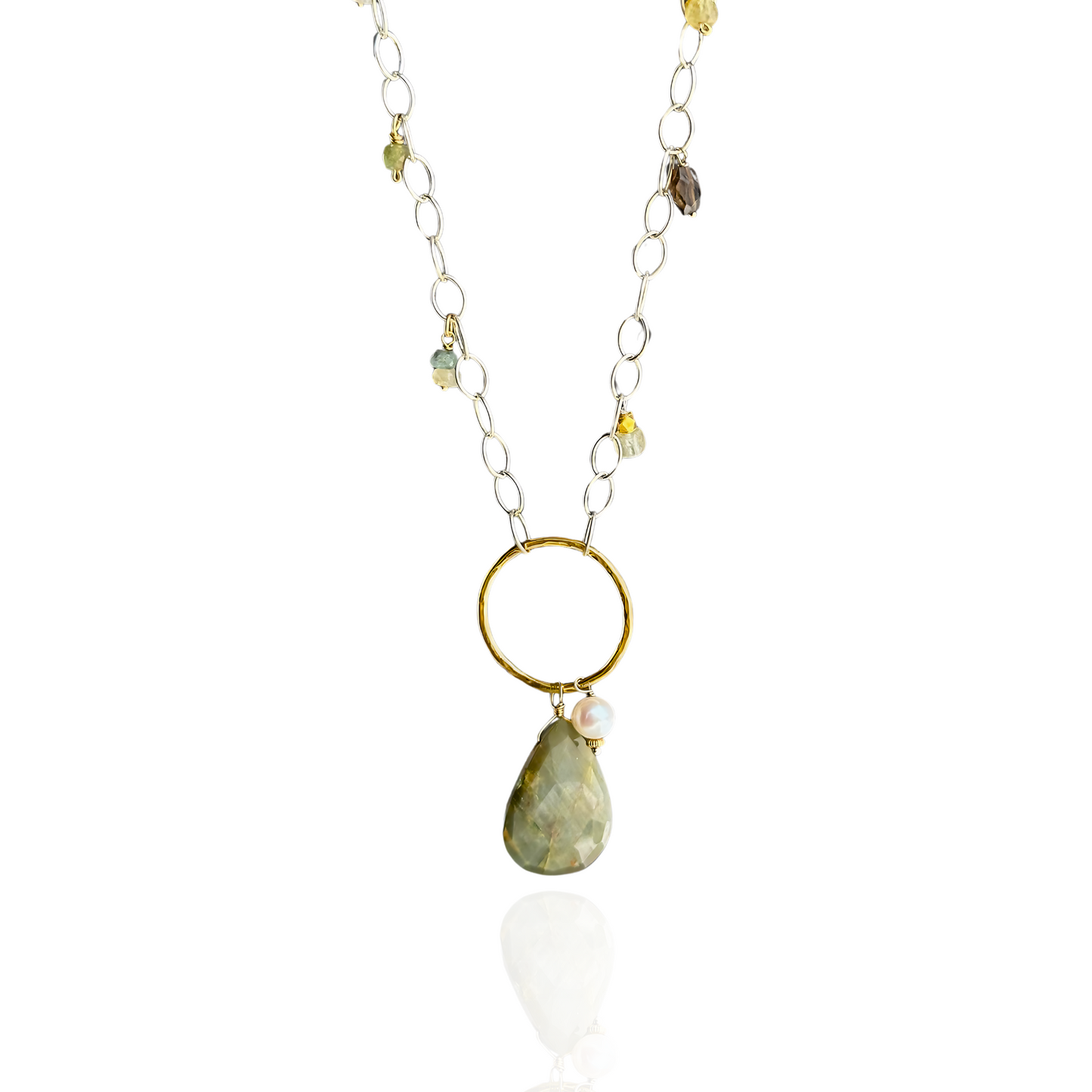 Eye of the Beholder - Boho Leather and Sterling Silver and Cat's Eye Necklace