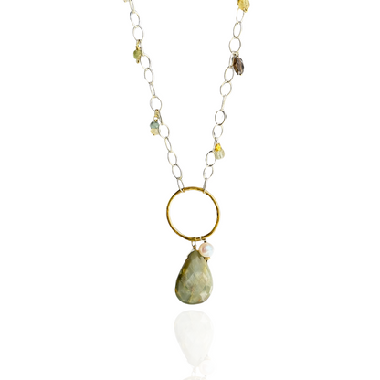 Eye of the Beholder - Boho Leather and Sterling Silver and Cat's Eye Necklace