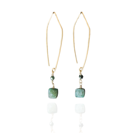 Emerald Reflection | Emerald Gold Earrings