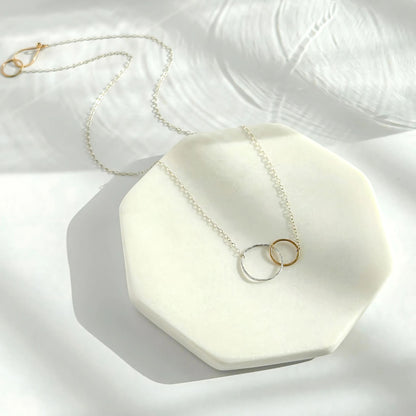 You and Me - Dainty Sterling Silver and Gold Necklace