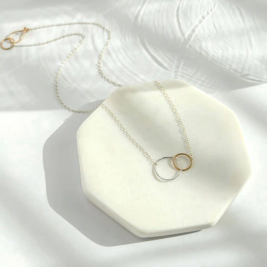 You and Me - Dainty Sterling Silver and Gold Necklace