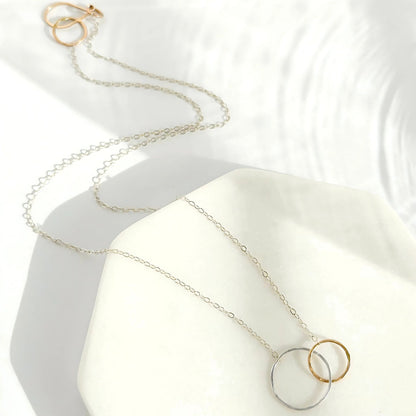 You and Me | Sterling Silver & Gold Hoop Linked Necklace