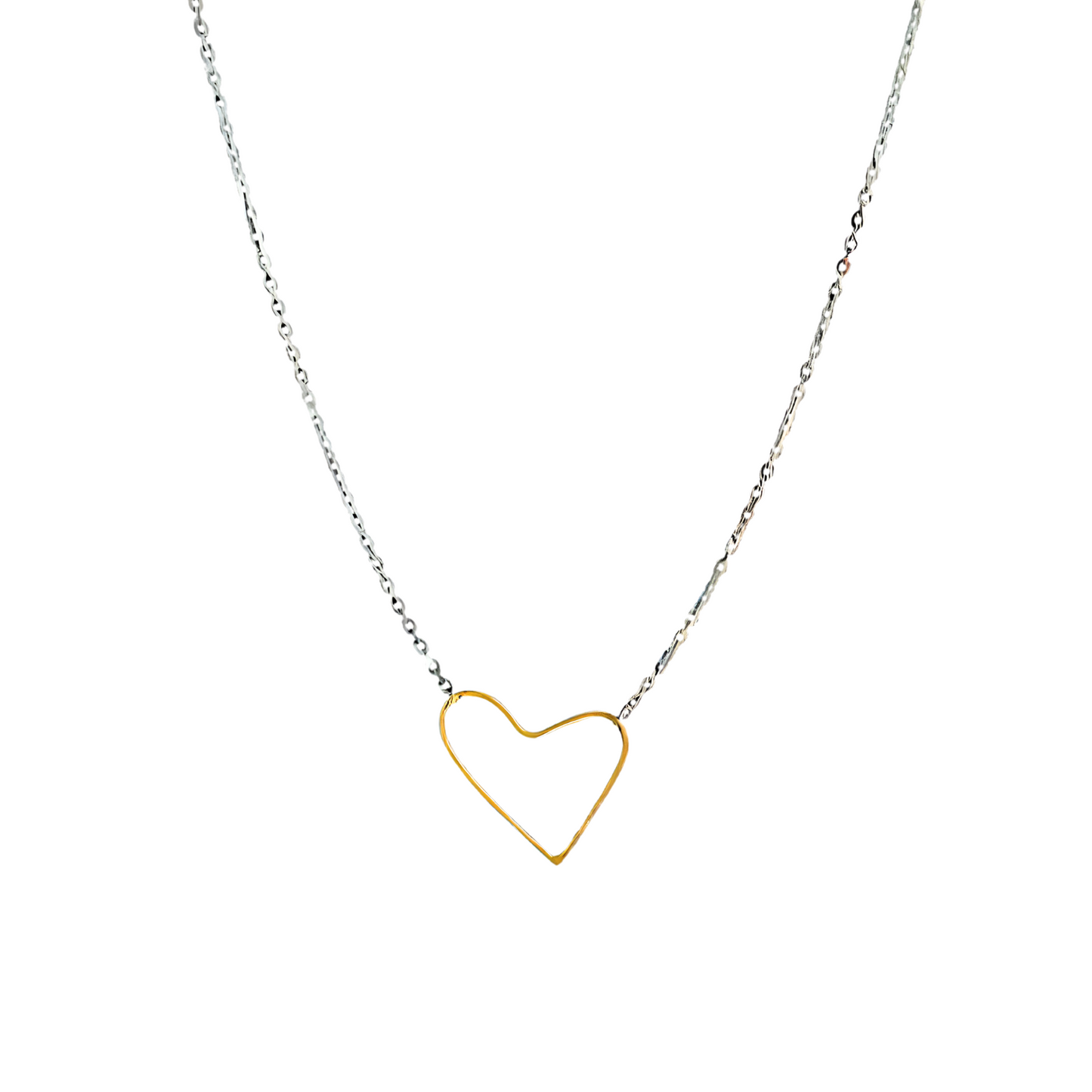 Heart of Gold - Dainty Sterling Silver and Gold Heart Necklace