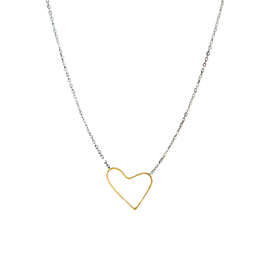 Heart of Gold - Dainty Sterling Silver and Gold Heart Necklace