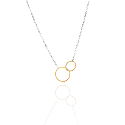 Connected - Dainty Sterling Silver and Gold Double Hoop Necklace