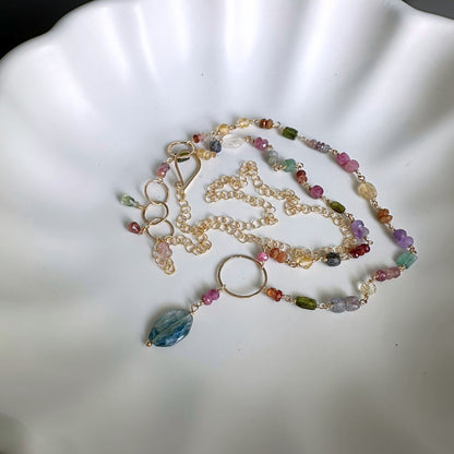 Every Shade of You | Gold-Filled Long Necklace with Tourmaline, Amethyst, Citrine, Peridot, Ruby & Blue Kyanite